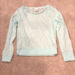 VS Pink Long Sleeve Lace Shirt